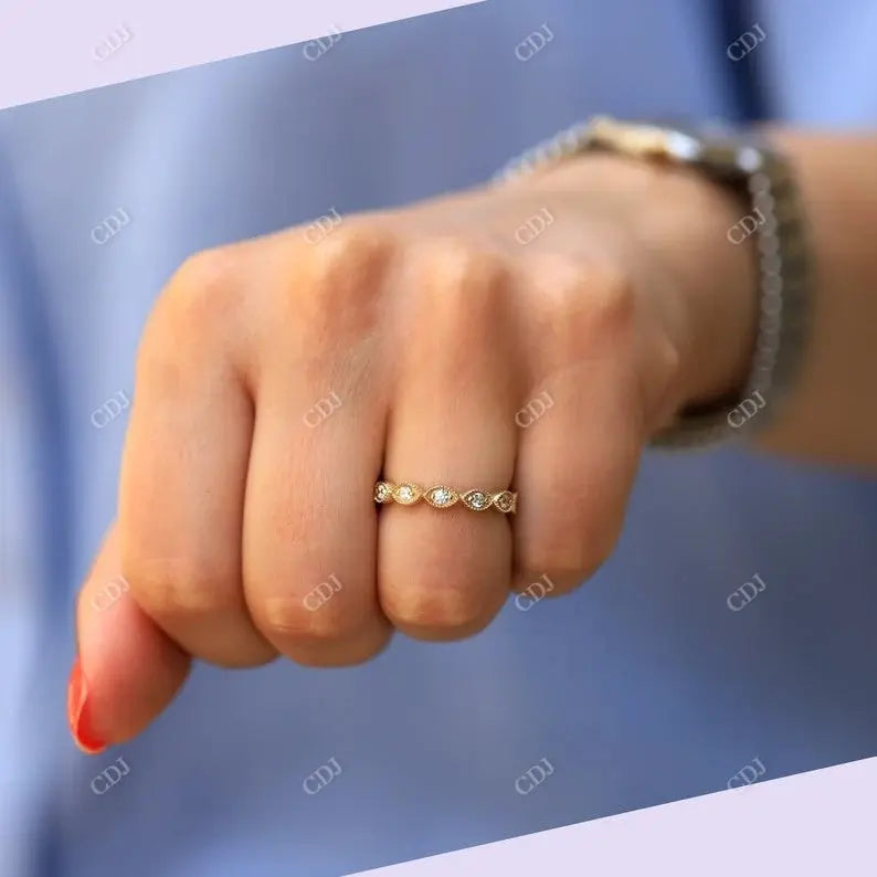 Round Cut Vintage Style Moissanite Wedding Band customdiamjewel