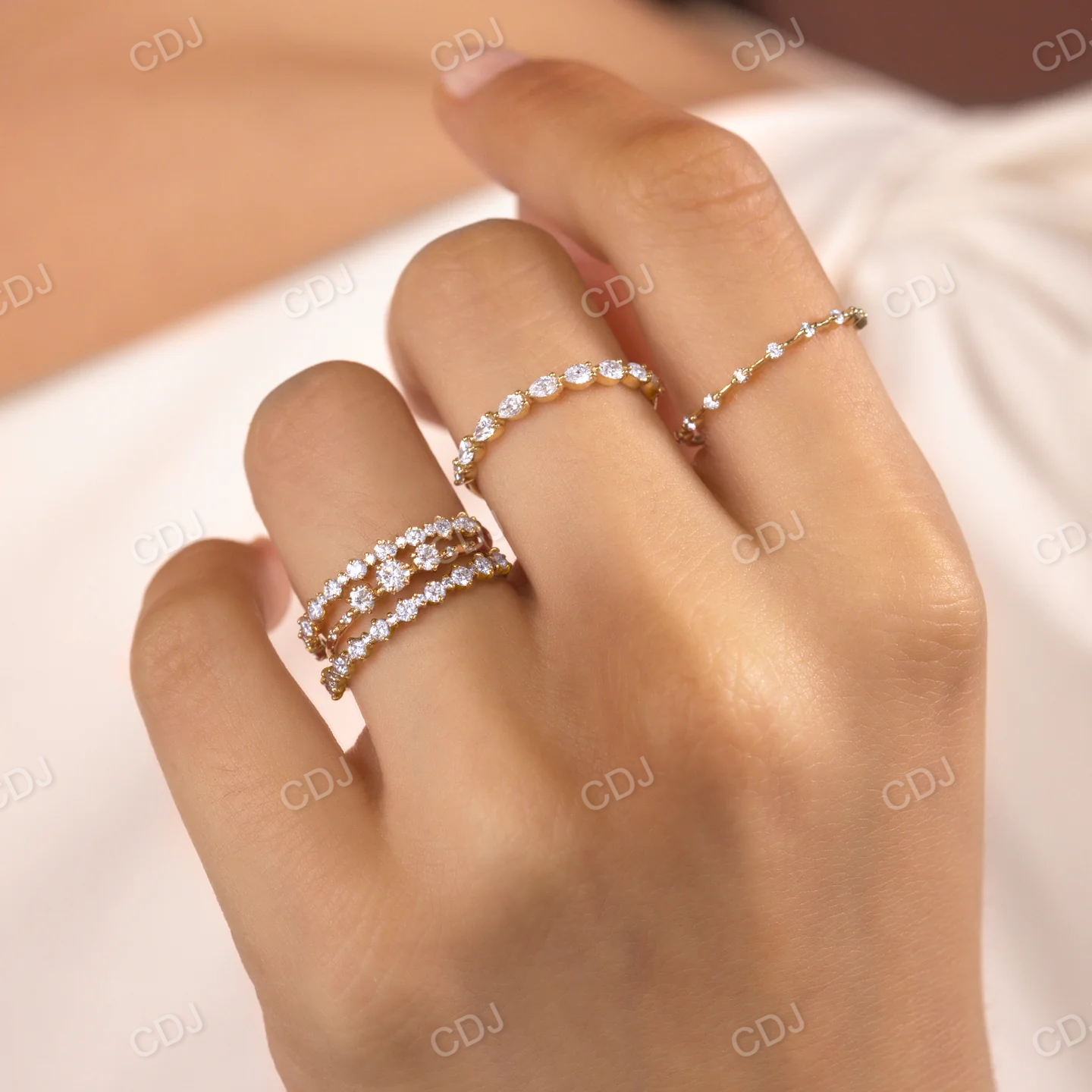 Natural Diamond 0.45CTW Pear Cut Wedding Band customdiamjewel