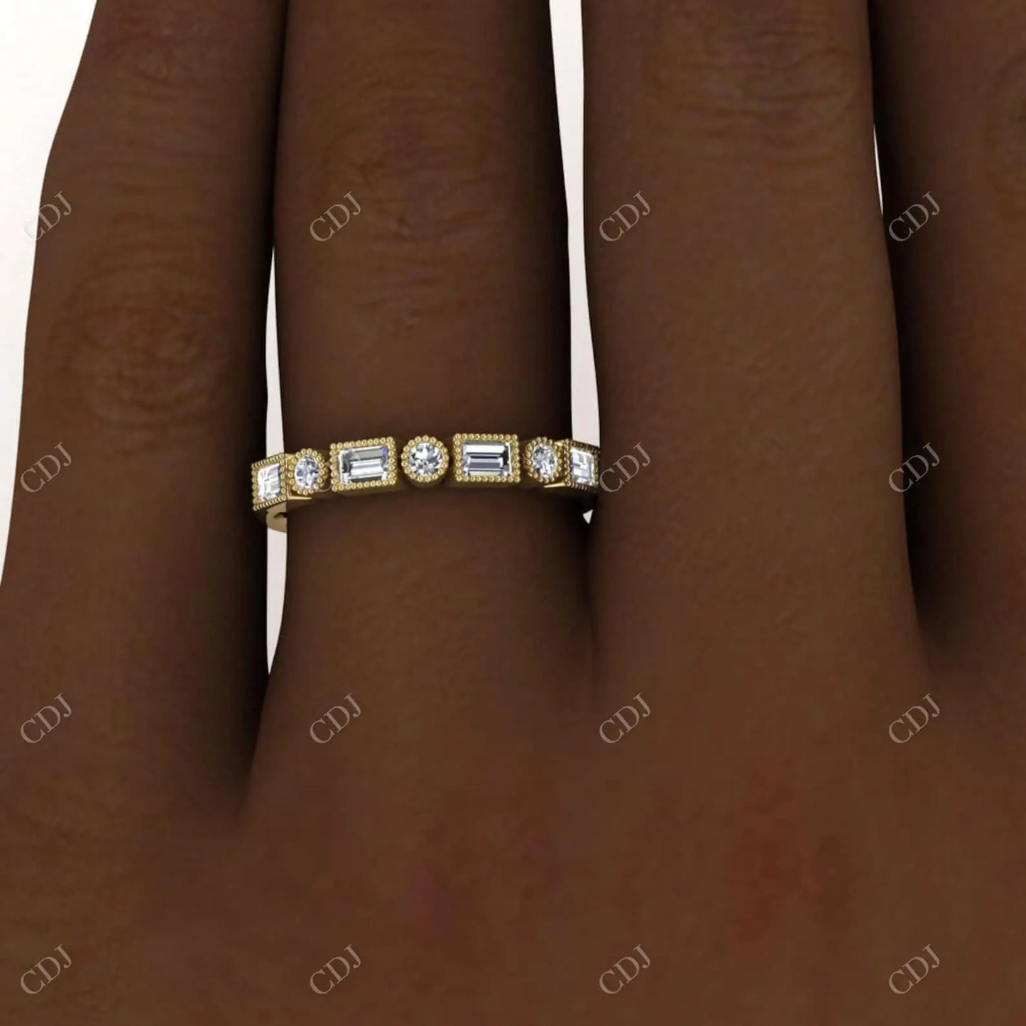 0.72CTW Ruby Round and Baguette Lab Grown Diamond Ring customdiamjewel