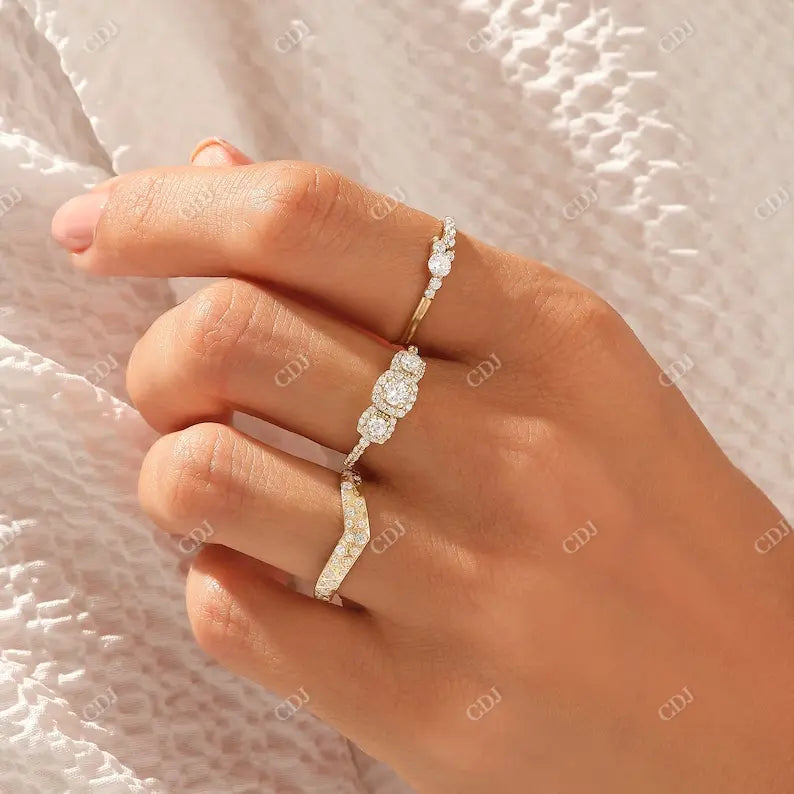 0.26CTW Round Cut Lab Grown Diamond Cluster Wedding Band customdiamjewel