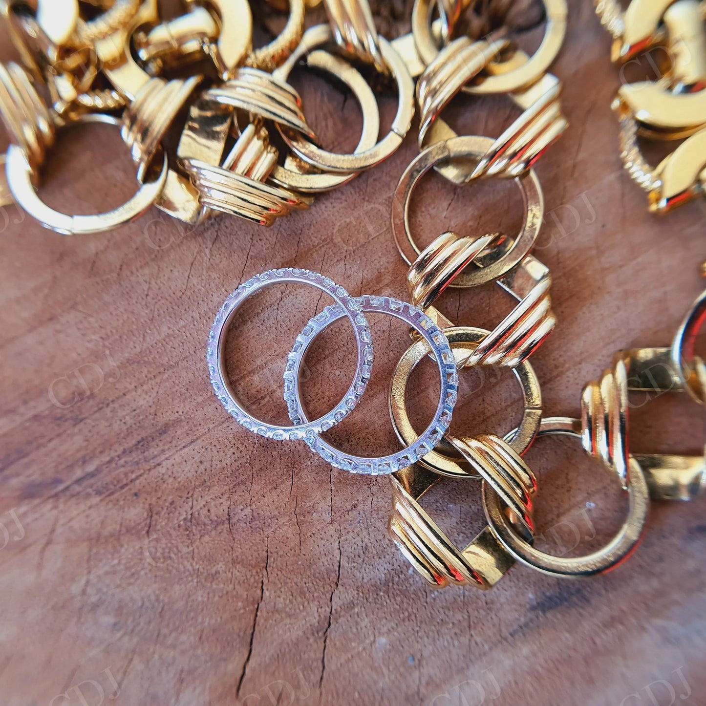 0.029CT Round Cut Moissanite Matching Wedding Band Set customdiamjewel