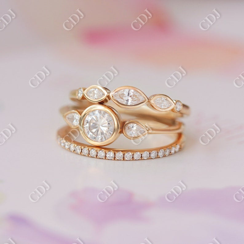 Bezel Set East West Marquise Moissanite Wedding Band customdiamjewel