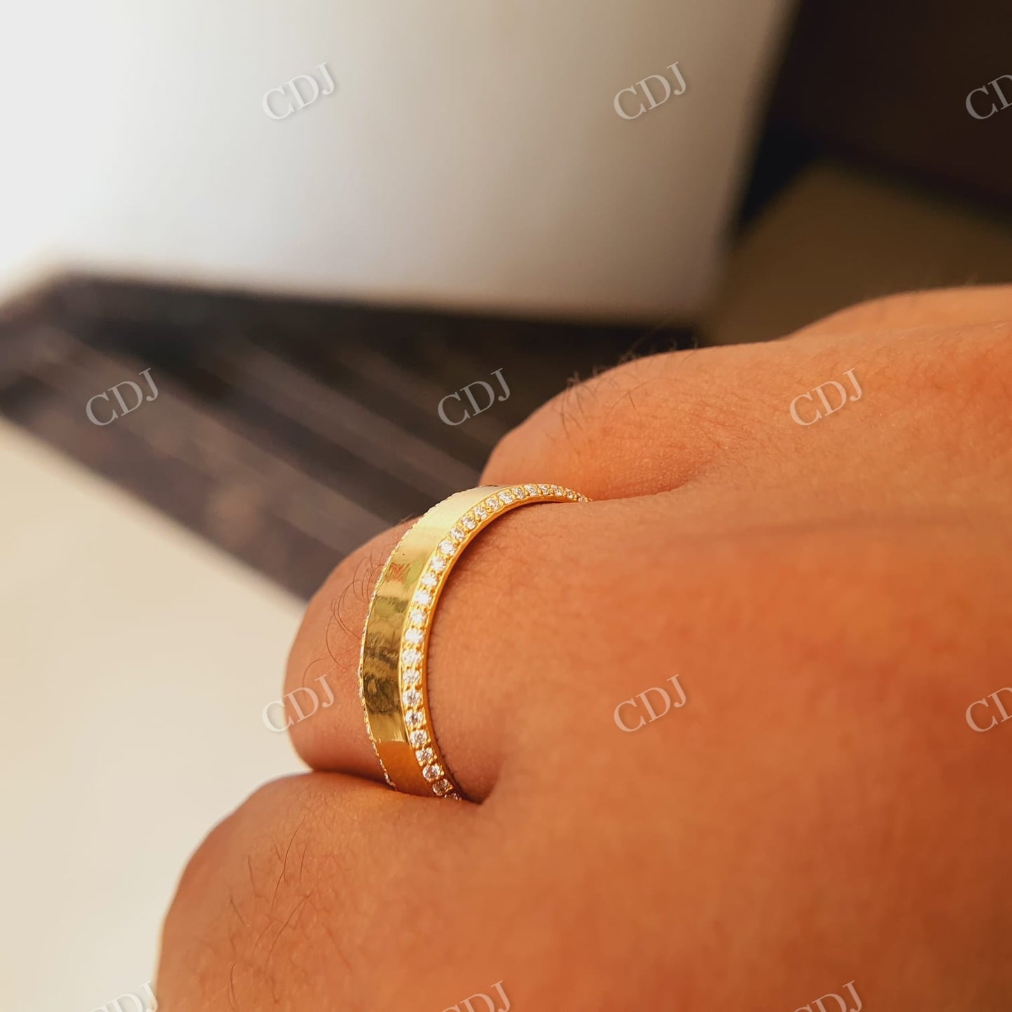 Moissanite Full Eternity Wide Wedding Band customdiamjewel