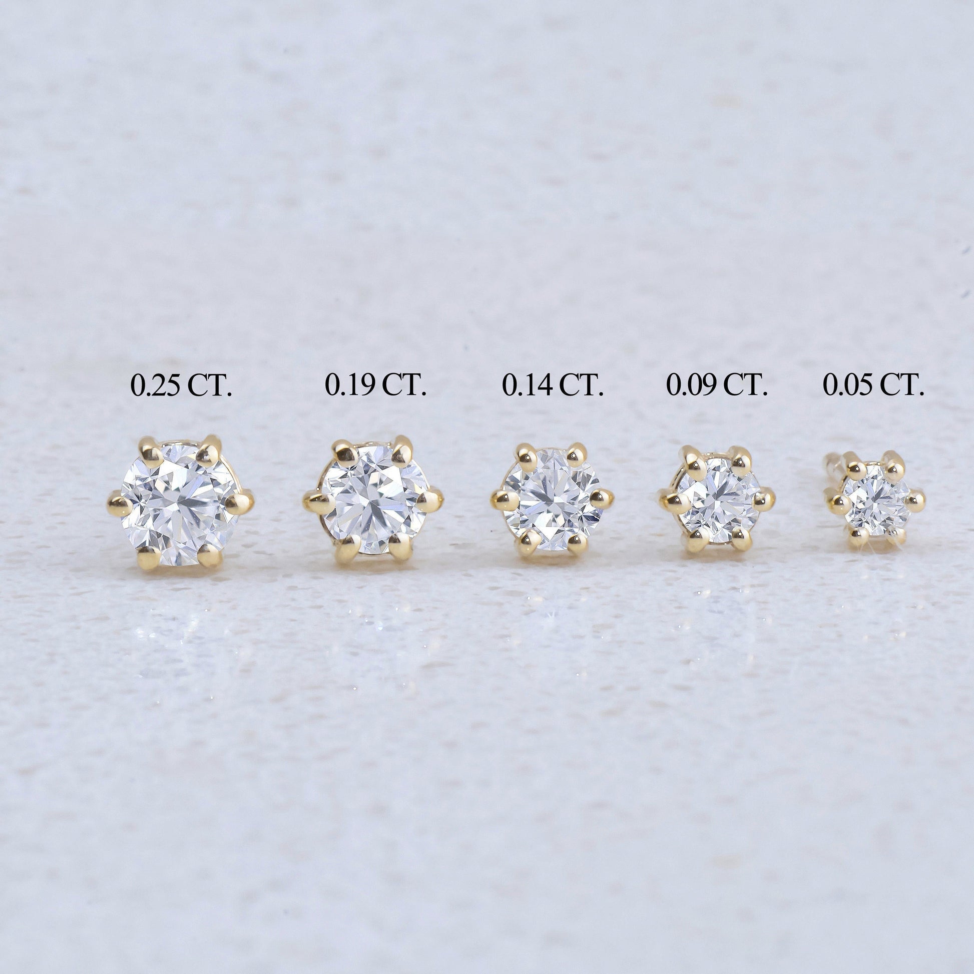Round Moissanite Stud Diamond Earrings  customdiamjewel Sterling Silver Yellow Gold VVS-EF