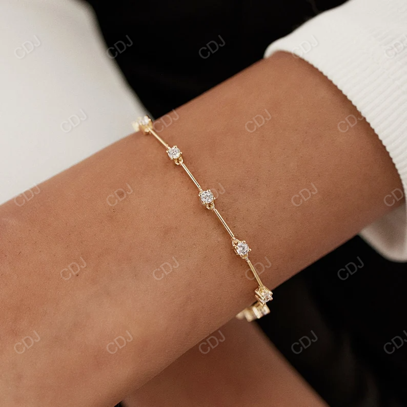 14k Solid Gold Lab Grown Diamond Infinity Bracelet customdiamjewel