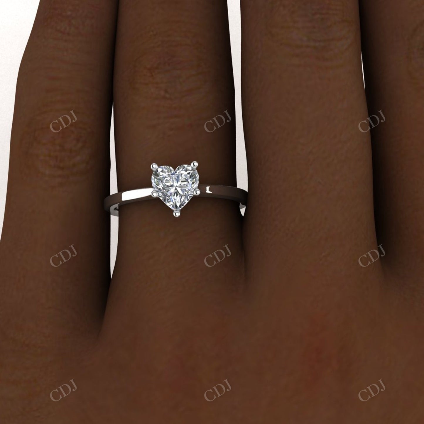 White Gold Heart Shaped Moissanite Solitaire Ring customdiamjewel