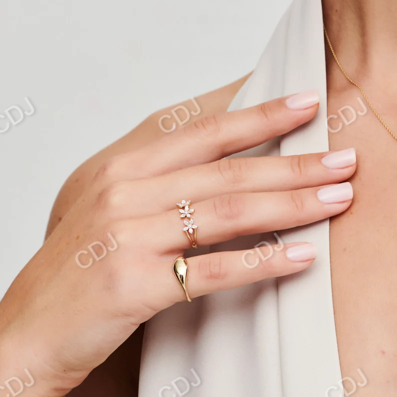 0.47CTW Marquise Lab Grown Diamond Multi-Flower Ring customdiamjewel