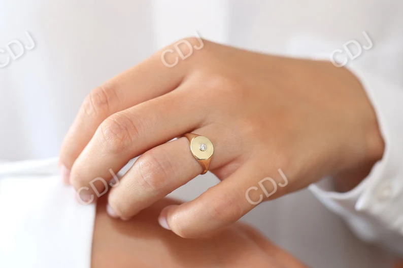 14k Solid Gold Bezel Setting Diamond Pinky Ring customdiamjewel