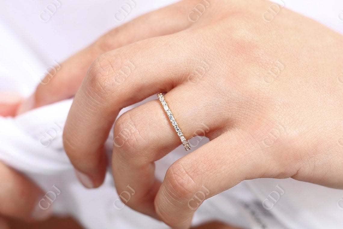 0.57CTW Lab Grown Alternating Baguette And Round Diamond Band customdiamjewel