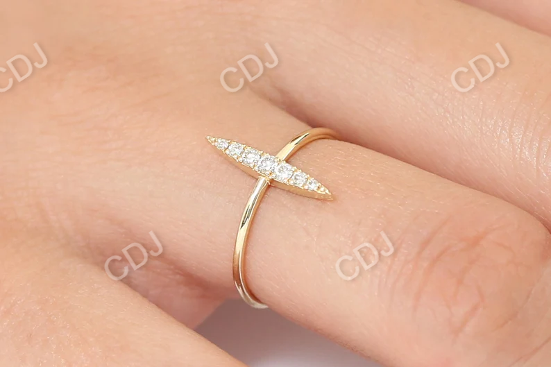 14k Gold Elongated Micro Pave Diamond Wedding Ring customdiamjewel