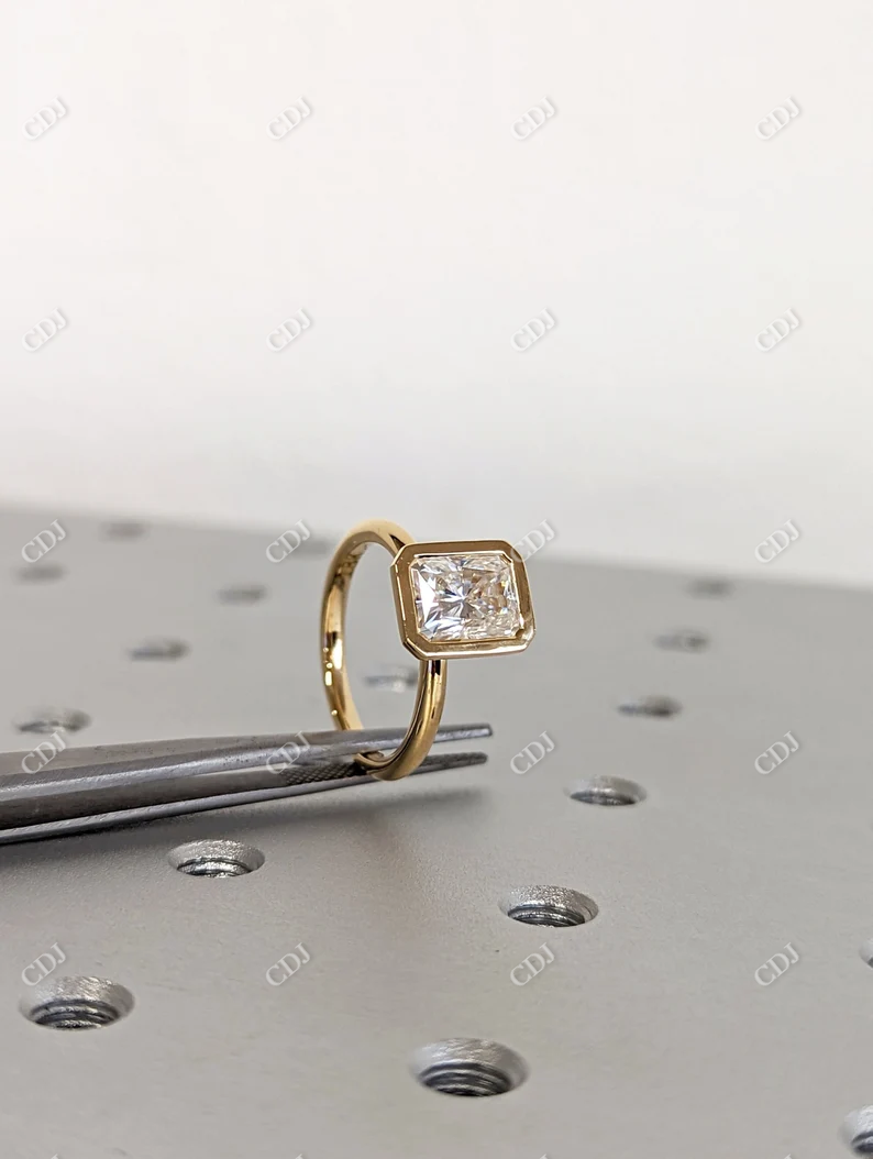 2.0CT Radiant Cut Moissanite Solitaire Bezel Set Ring customdiamjewel