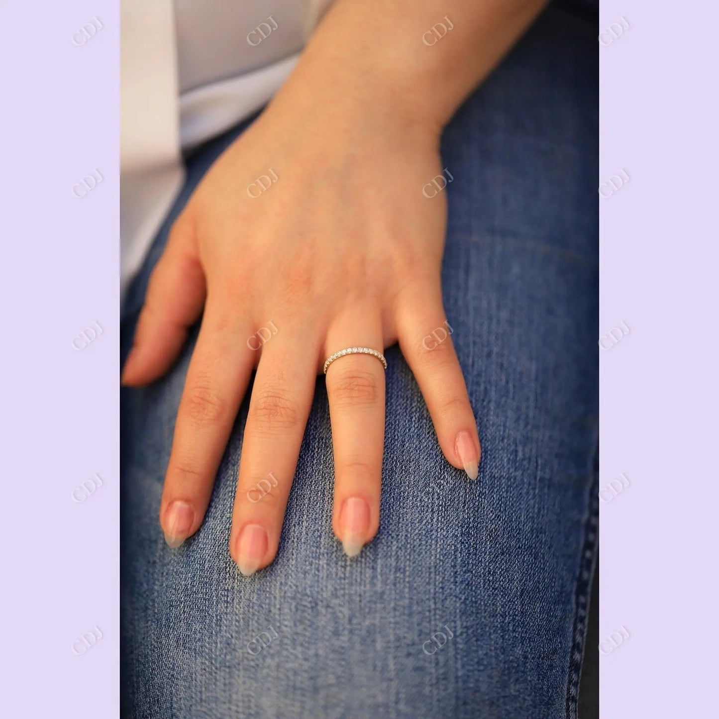 14K Yellow Gold Half Eternity Moissanite Wedding Band customdiamjewel