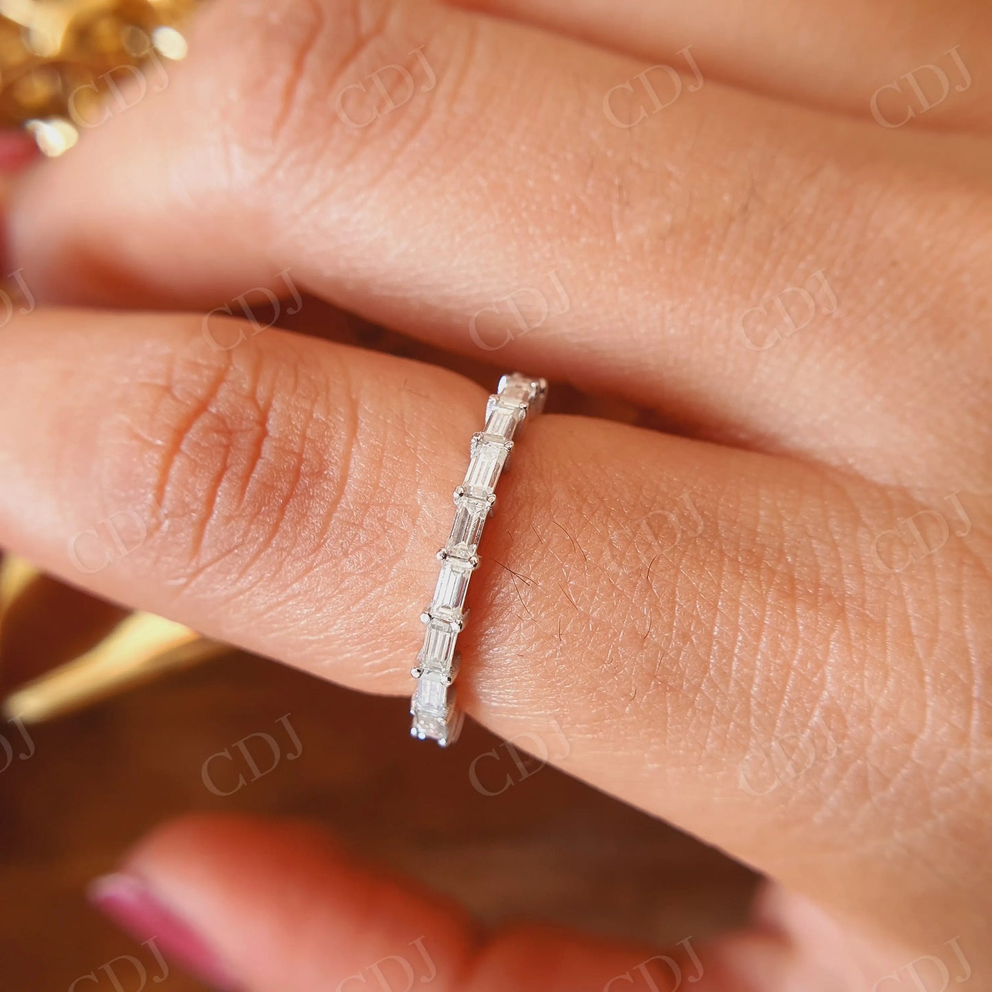 0.11CT Baguette Cut Moissanite Wedding Band customdiamjewel