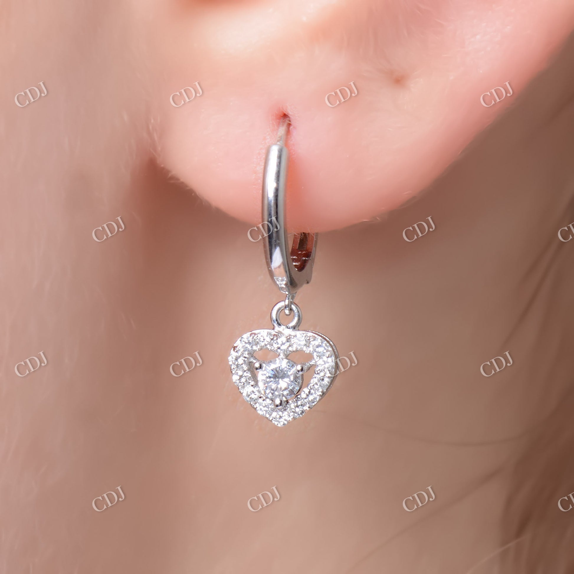 Moissanite Heart Cut Dangle Earrings  customdiamjewel   
