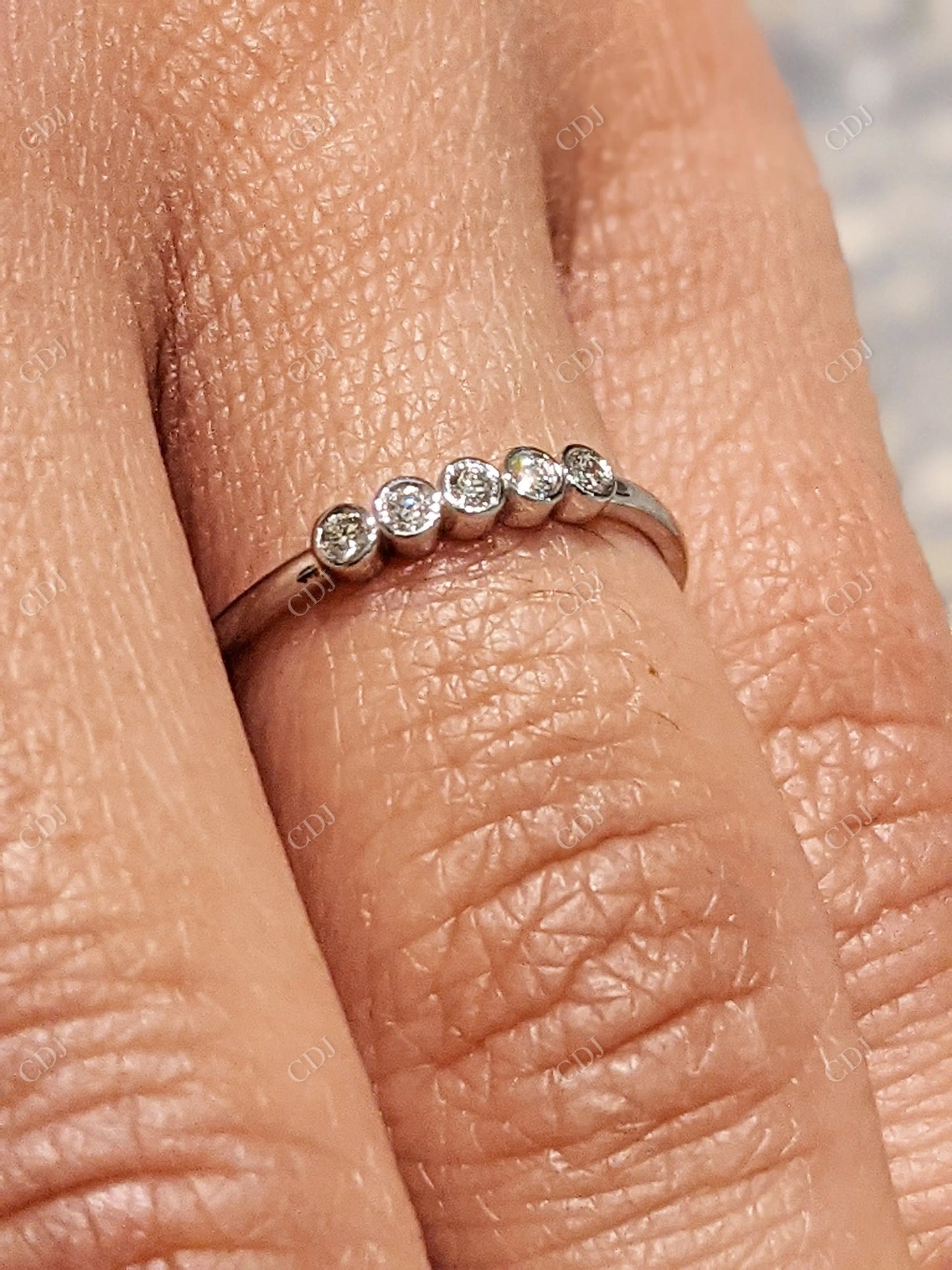 0.03CT Round Bezel Five Stone Lab Grown Wedding Band customdiamjewel