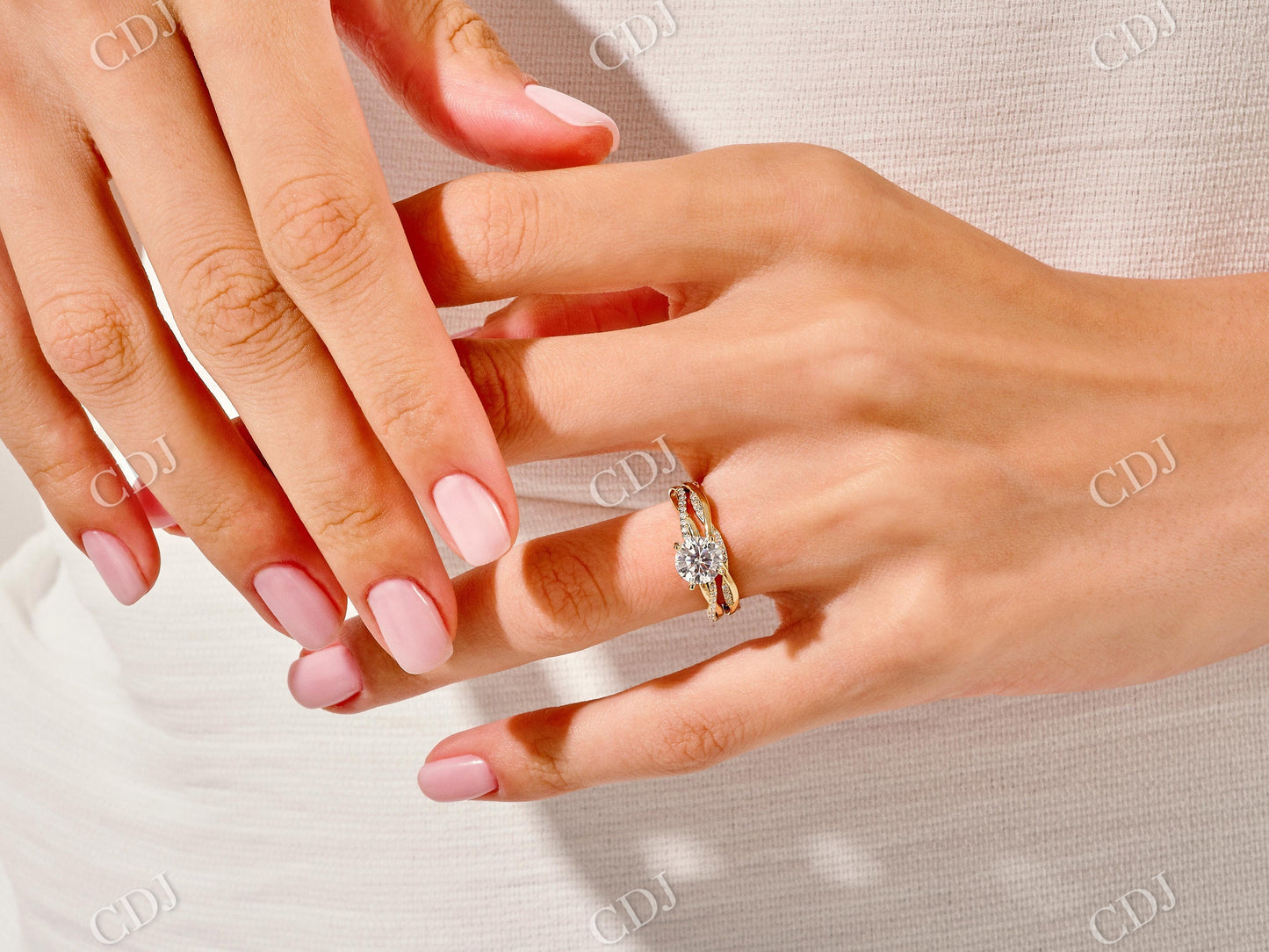 0.12CTW Vine Twisted Stacking Lab Grown Diamond Band customdiamjewel