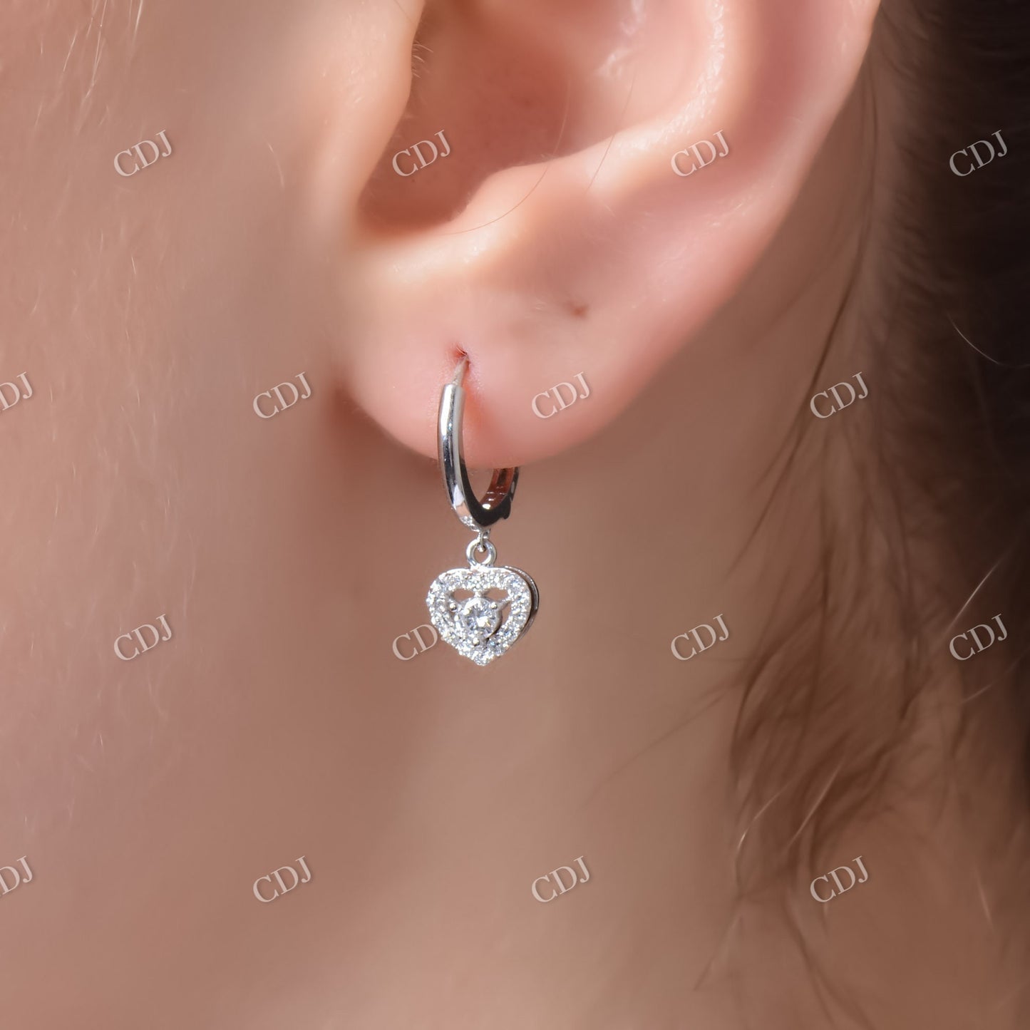 Moissanite Heart Cut Dangle Earrings customdiamjewel