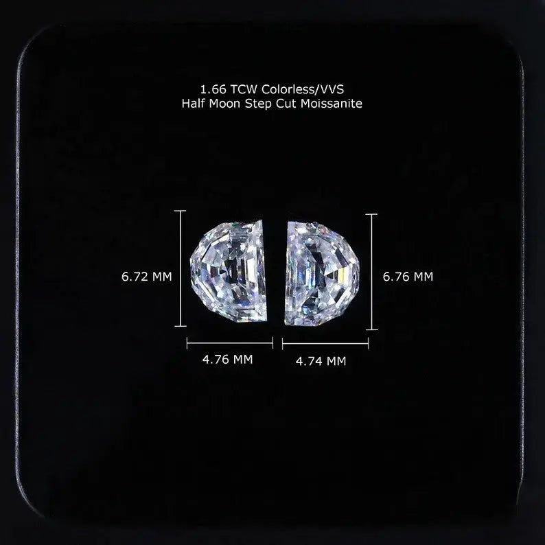 2.00CT Half Moon Step Cut Loose Moissanite customdiamjewel