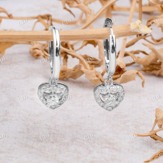 Moissanite Heart Cut Dangle Earrings  customdiamjewel Sterling Silver White Gold VVS-EF