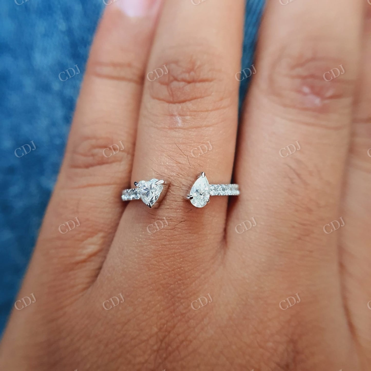 Toi Et Moi Pear And Heart Cut Moissanite Full Eternity Engagement Ring customdiamjewel