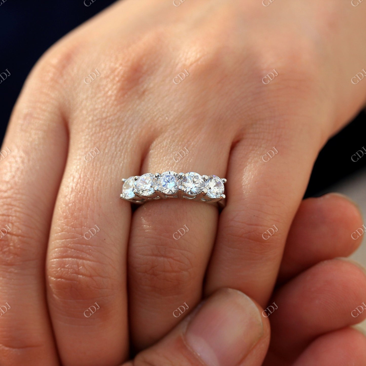 2.50CTW Five Stone Lab Grown Diamond Wedding Band customdiamjewel