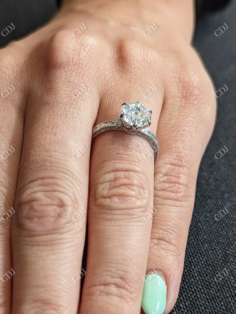 2.0CT Old European Round Cut Moissanite Engagement Ring customdiamjewel