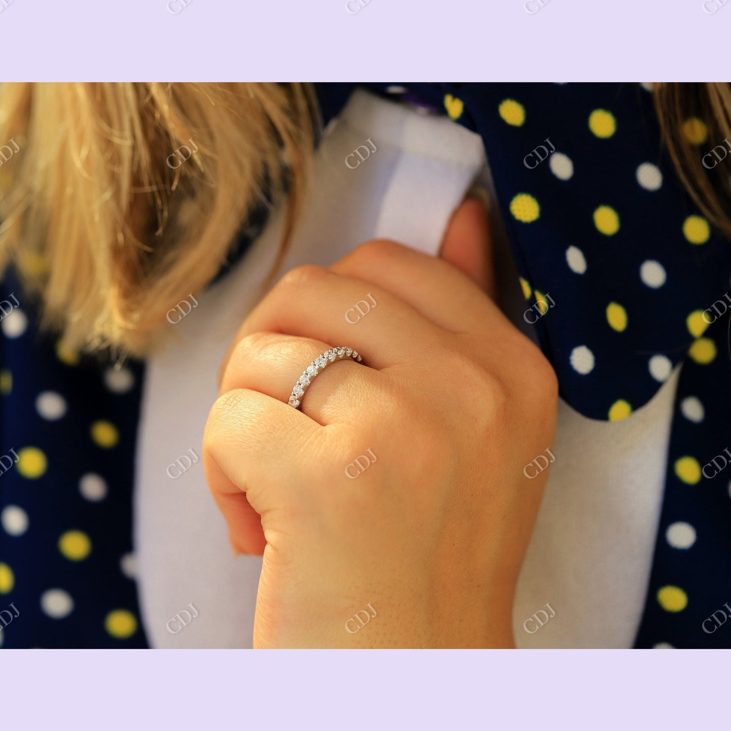 0.75CTW Round Cut Shared Prong Wedding Band customdiamjewel