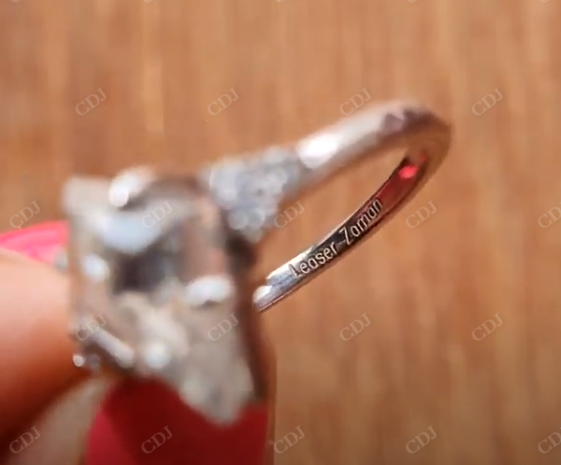 Kite Cut White Moissanite With Small Cluster Accents Engagement Ring customdiamjewel