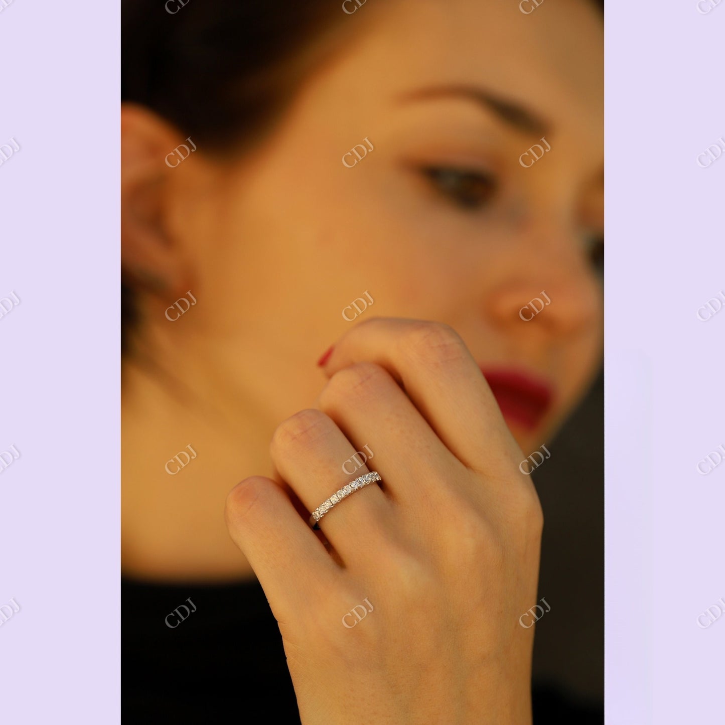 Round Cut White Gold Moissanite Wedding Band customdiamjewel