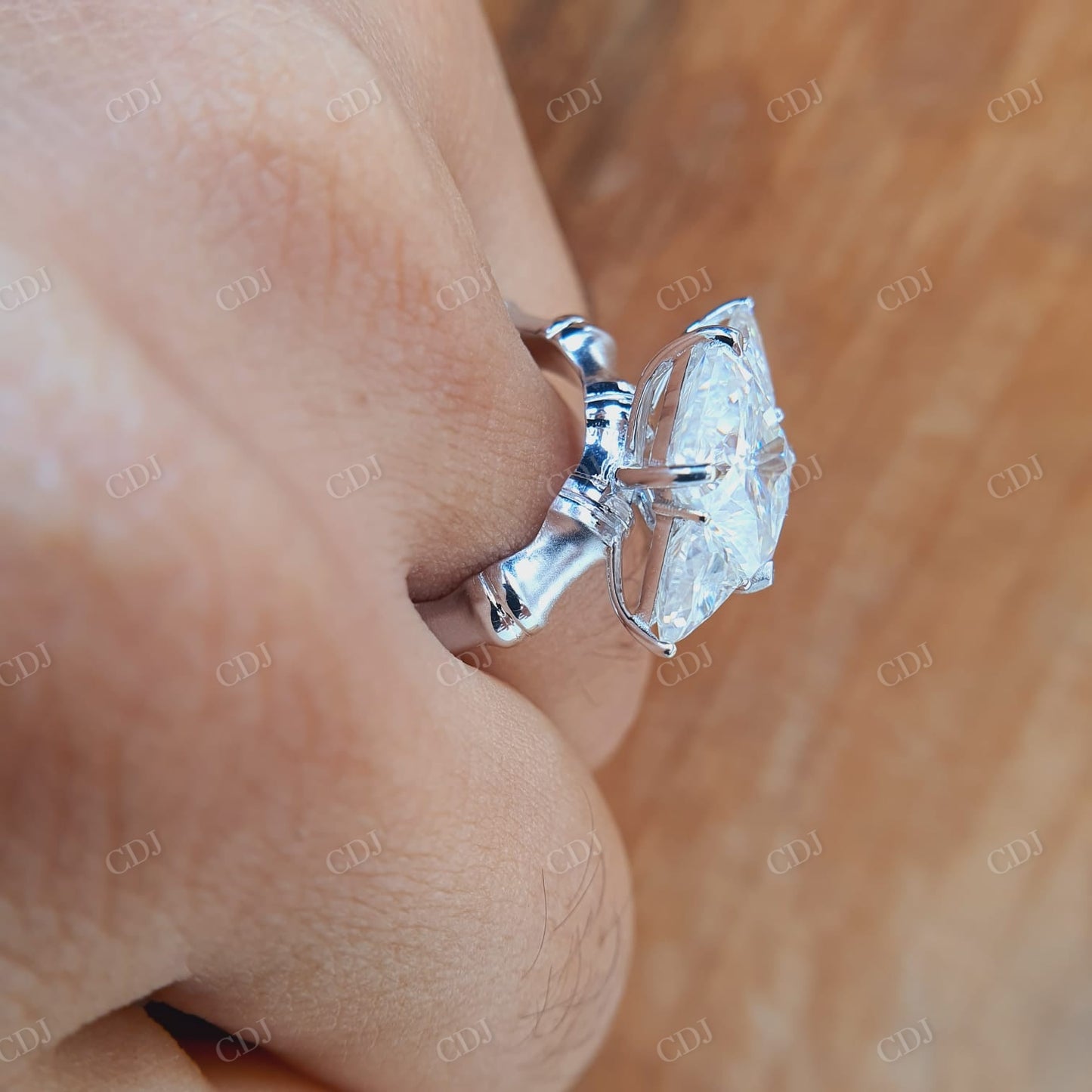 Cushion or Radiant Colorless Moissanite Unique Wedding Band Engagement Ring customdiamjewel