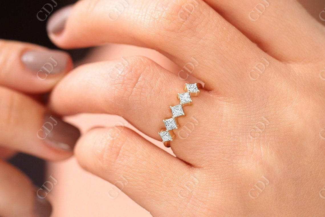 0.60CTW Lab Grown Princess Cut Diamond Wedding Band customdiamjewel