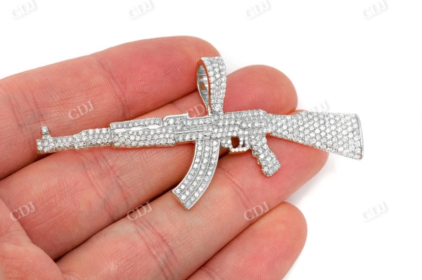 3.25CTW Round Pave Diamond AK47 Gun Pendant customdiamjewel