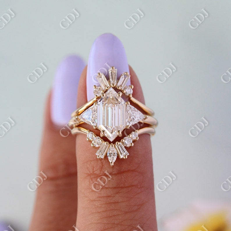 Art Deco Style Moissanite Nesting Wedding Band customdiamjewel
