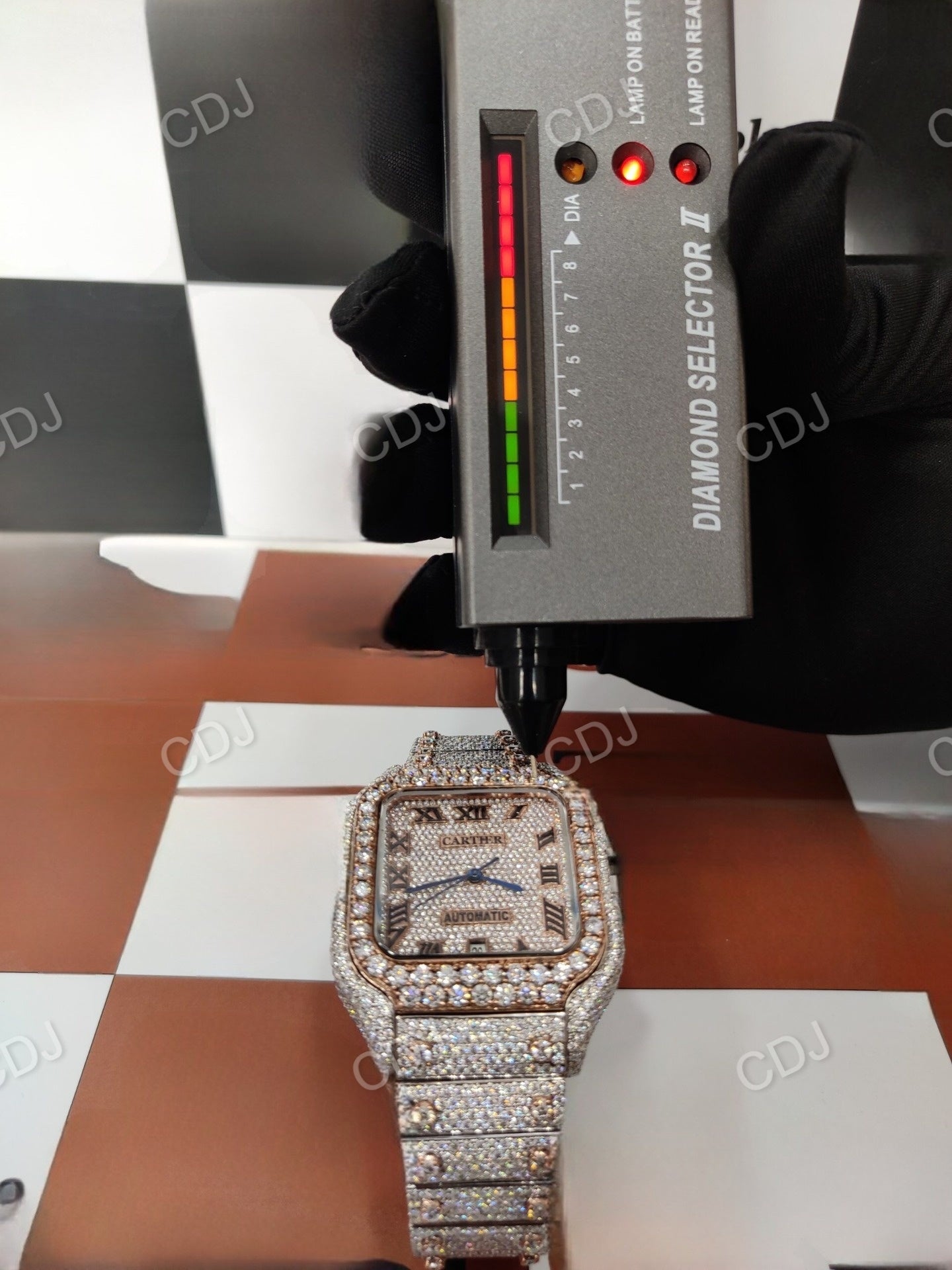 Rose White Cartier Iced Out Moissanite Studded Watch customdiamjewel