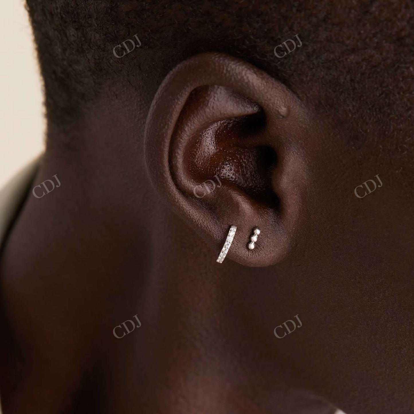 Tiny Three Spheres Bar Screw Back Minimalist Studs Earrings customdiamjewel