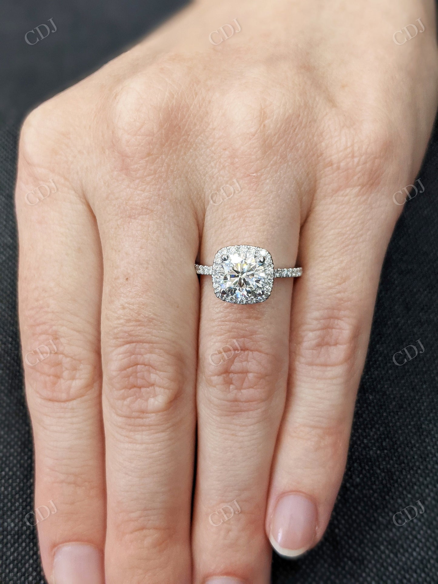 Cushion Cut Diamond Halo Half Eternity Engagement Ring customdiamjewel