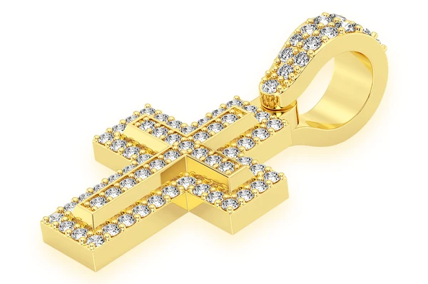 Border Cross Pendant of 14K White Gold customdiamjewel