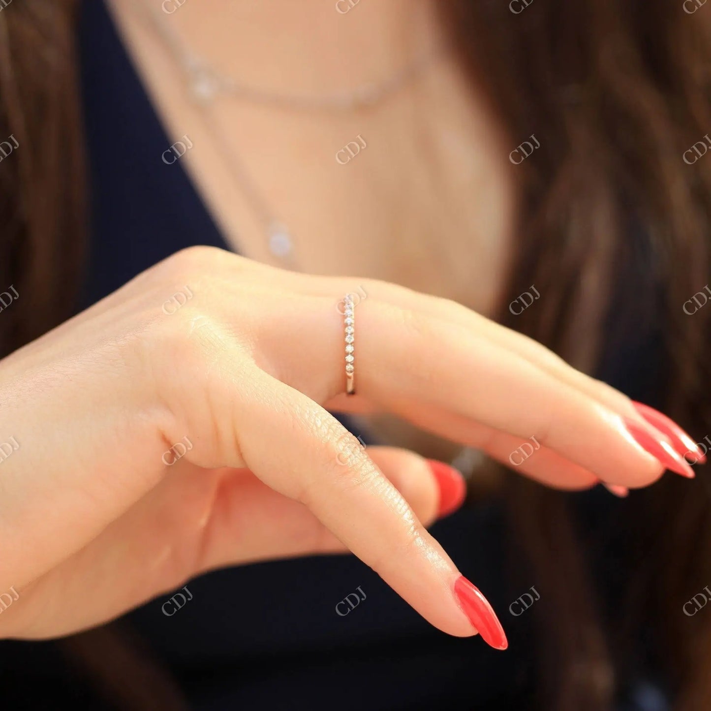 Rose Gold Half Eternity Moissanite Wedding Band customdiamjewel