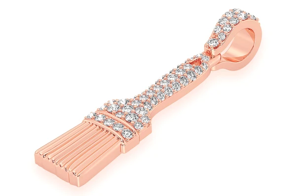 Unique 10k Yellow Gold Paintbrush Pendant customdiamjewel