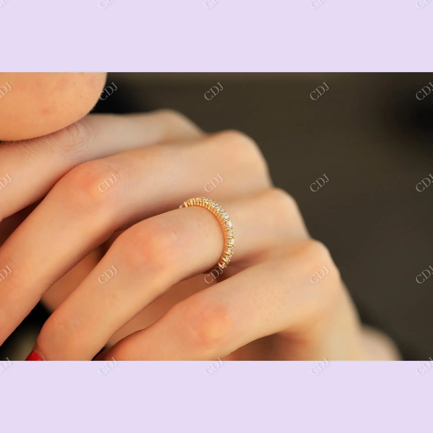 2mm Half Eternity 14K Gold Moissanite Wedding Band customdiamjewel