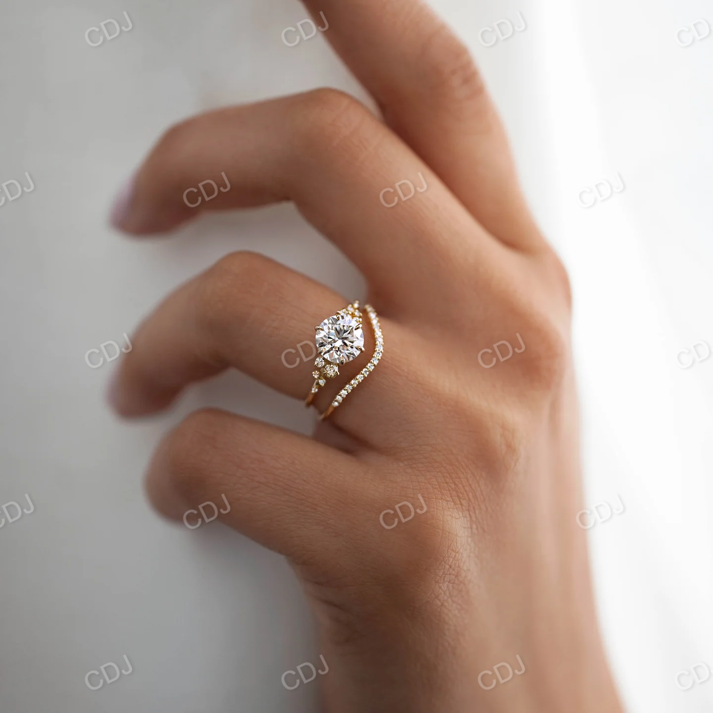 Round Lab Grown Diamond Curved Wedding Band customdiamjewel