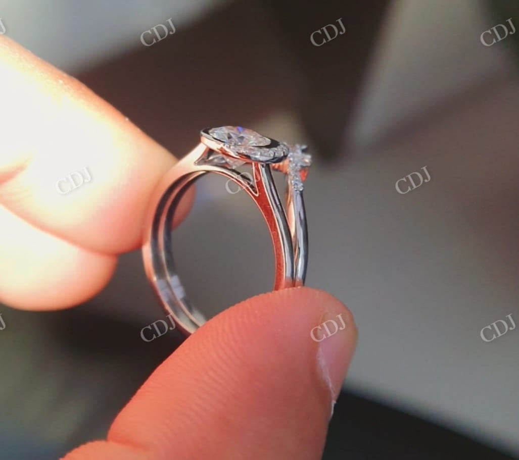 Moon Moissanite Ring Star Curve Wedding Band Bridal Ring Set customdiamjewel