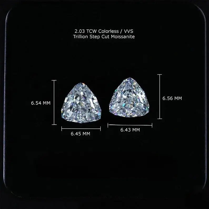 1.00CT Trillion Step Cut Loose Moissanite customdiamjewel