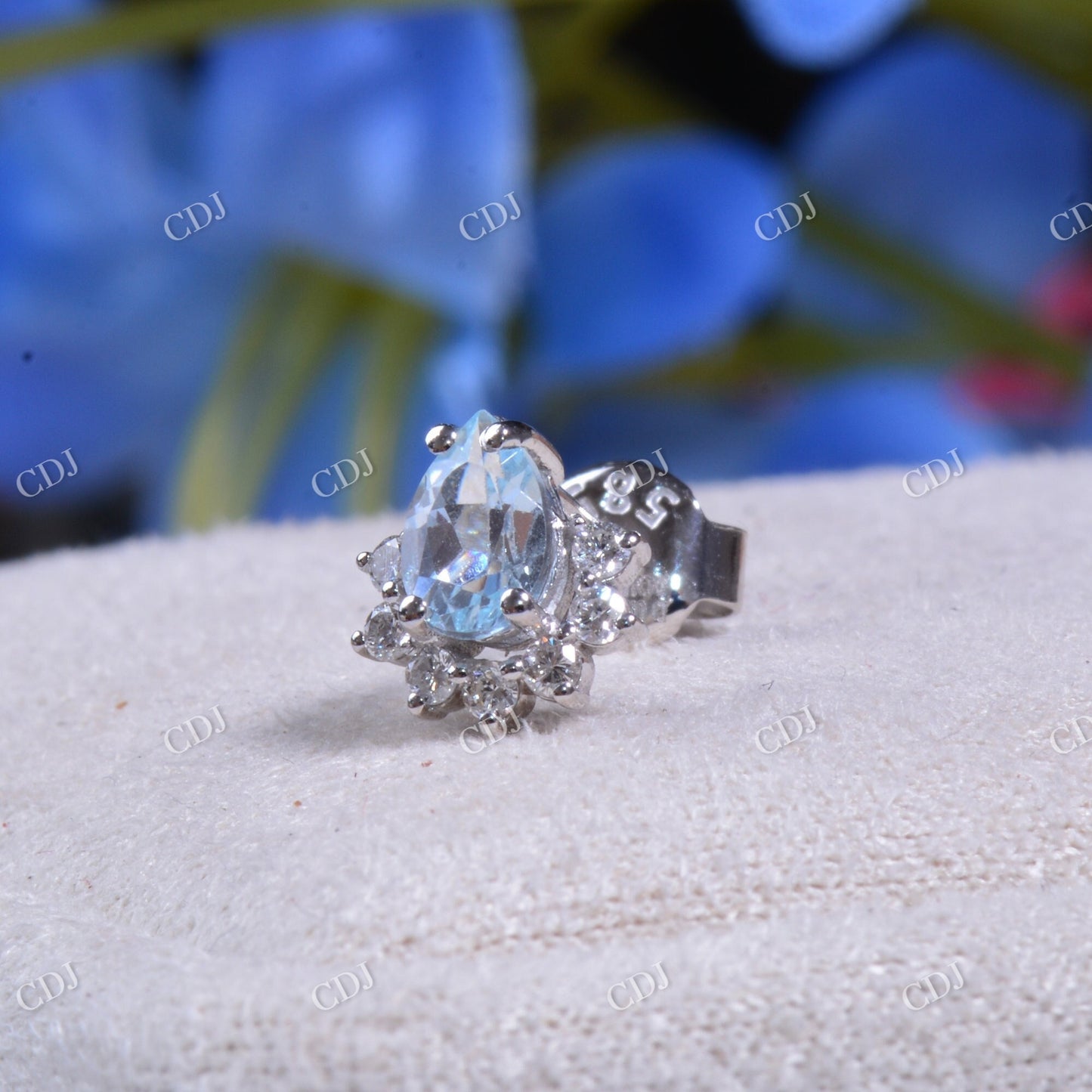 Aquamarine Stud Diamond Earrings  customdiamjewel   