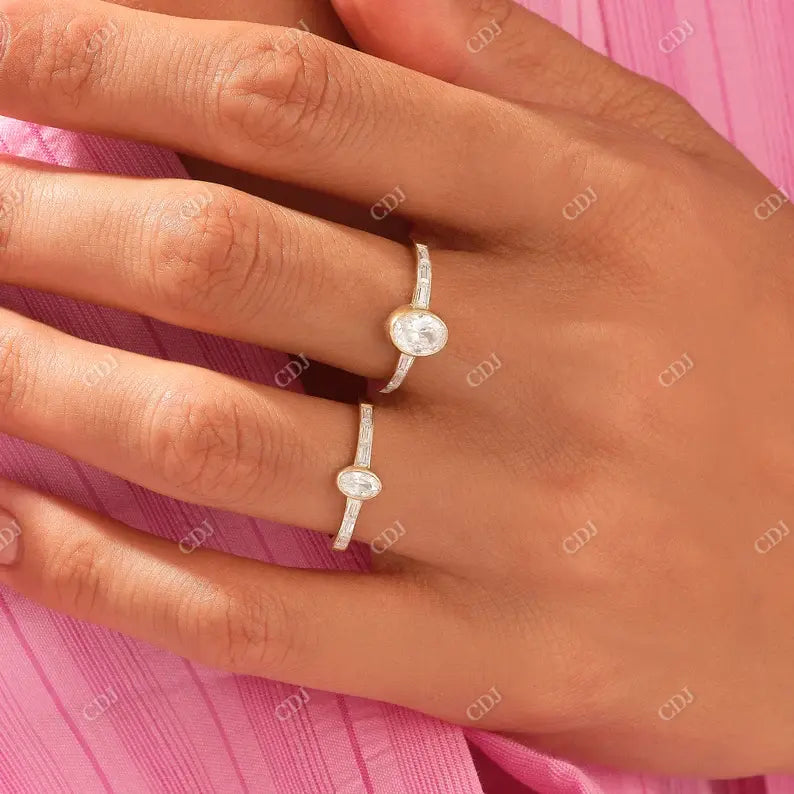 0.93CTW Lab Grown Oval Bezel Engagement Ring customdiamjewel