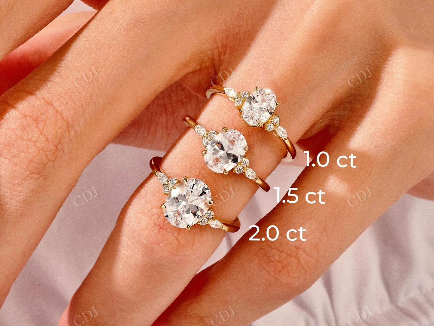 Oval Cut Moissanite Cluster Diamond Engagement Ring customdiamjewel