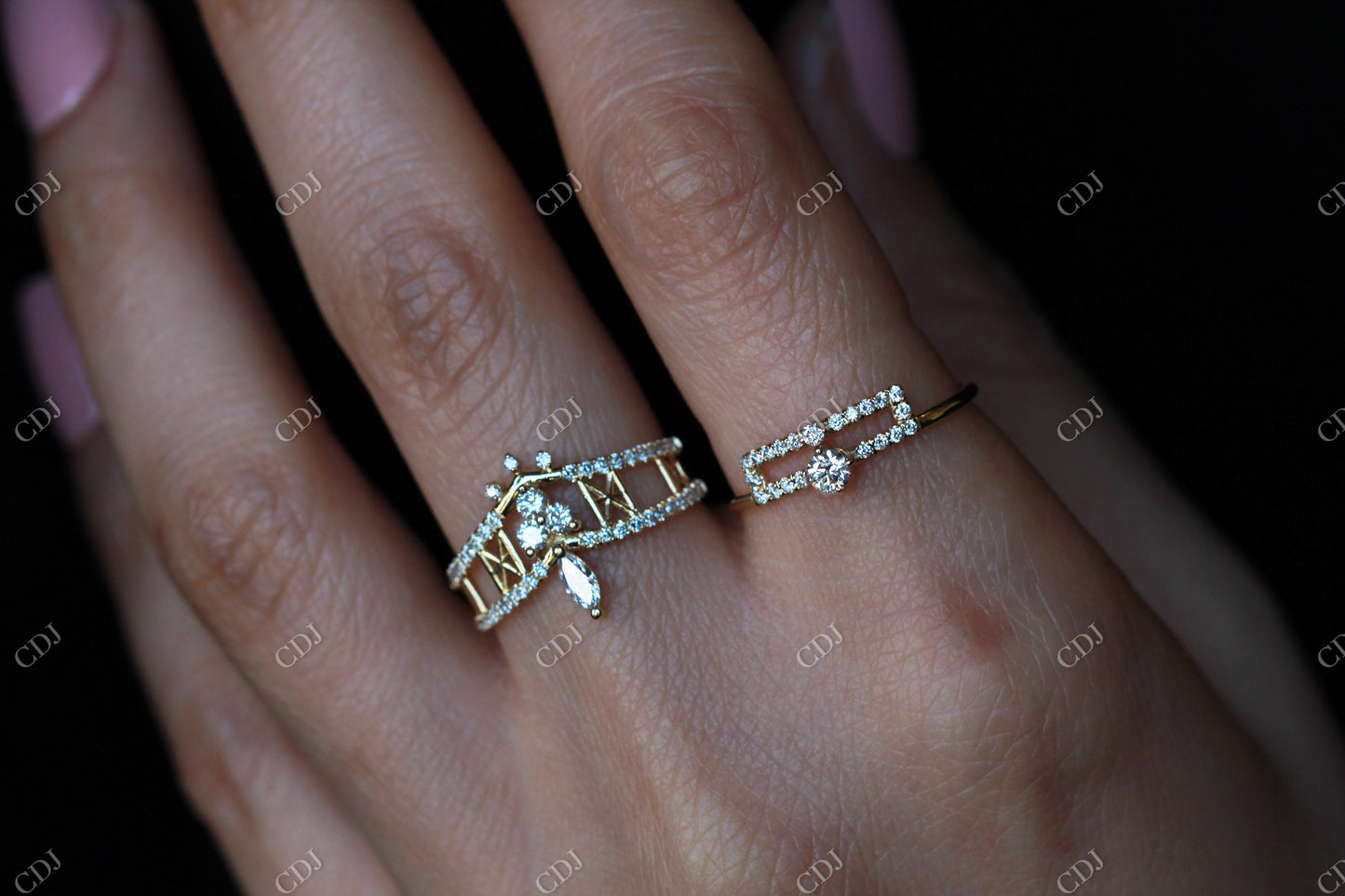 0.12CTW Alternative Moissanite Art Deco Engagement Ring customdiamjewel