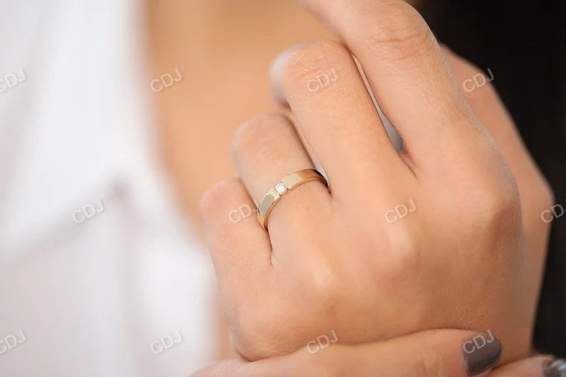 Wide Band Solitaire Genuine Diamond Wedding Band customdiamjewel