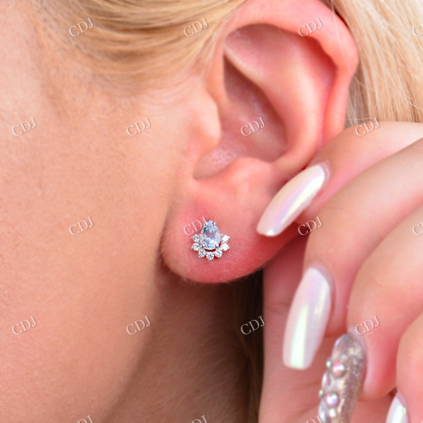 Aquamarine Stud Diamond Earrings customdiamjewel