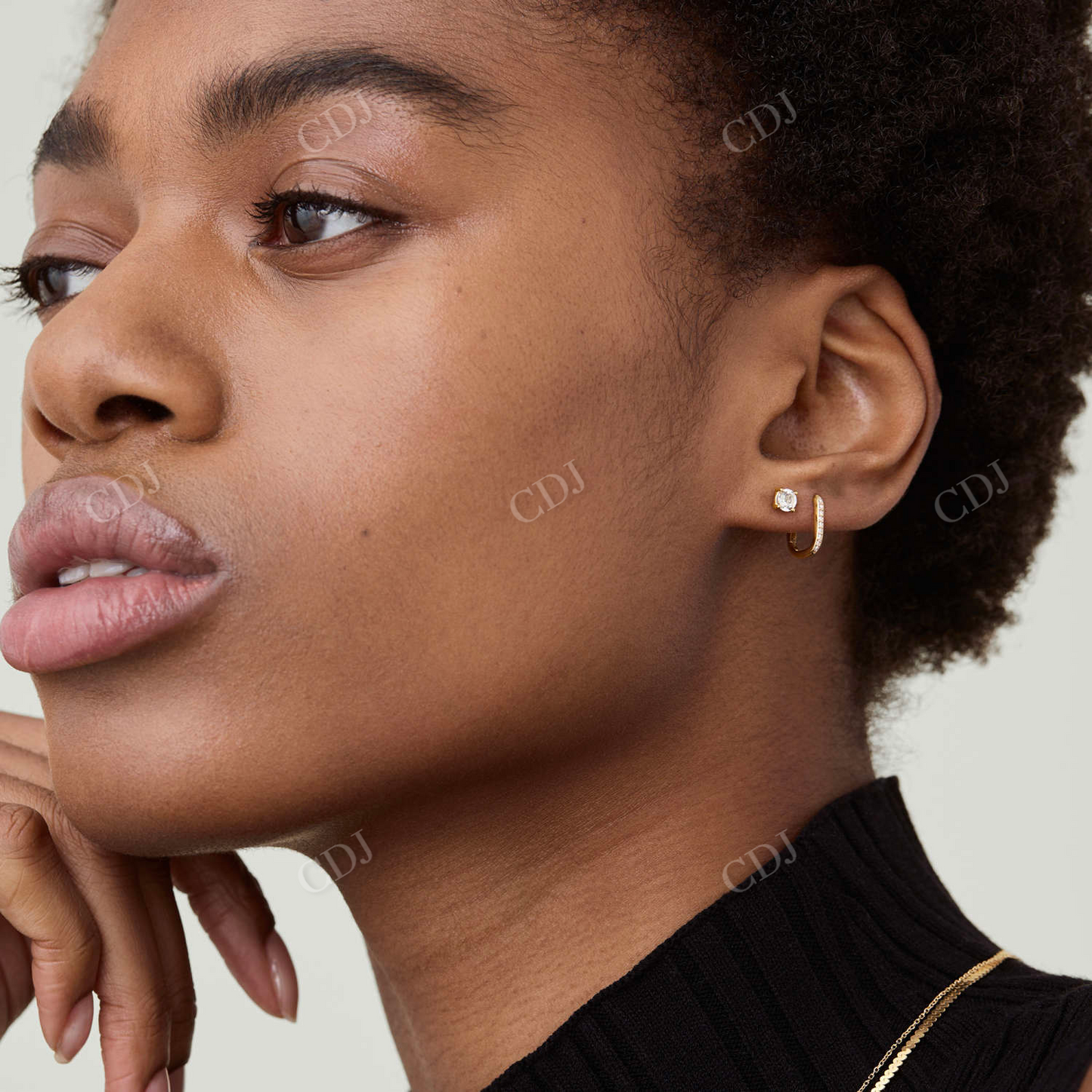 Round Cut Natural Diamond 14K Gold Topaz Stud Earrings customdiamjewel